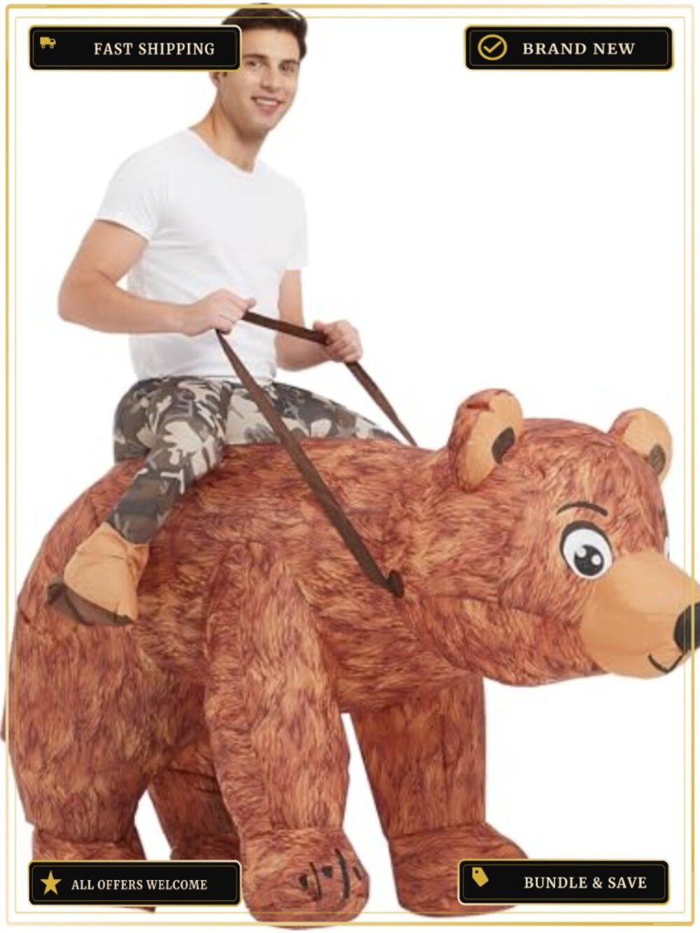 Inflatable Bear Costume Adult Blow Up Halloween Animal Suit